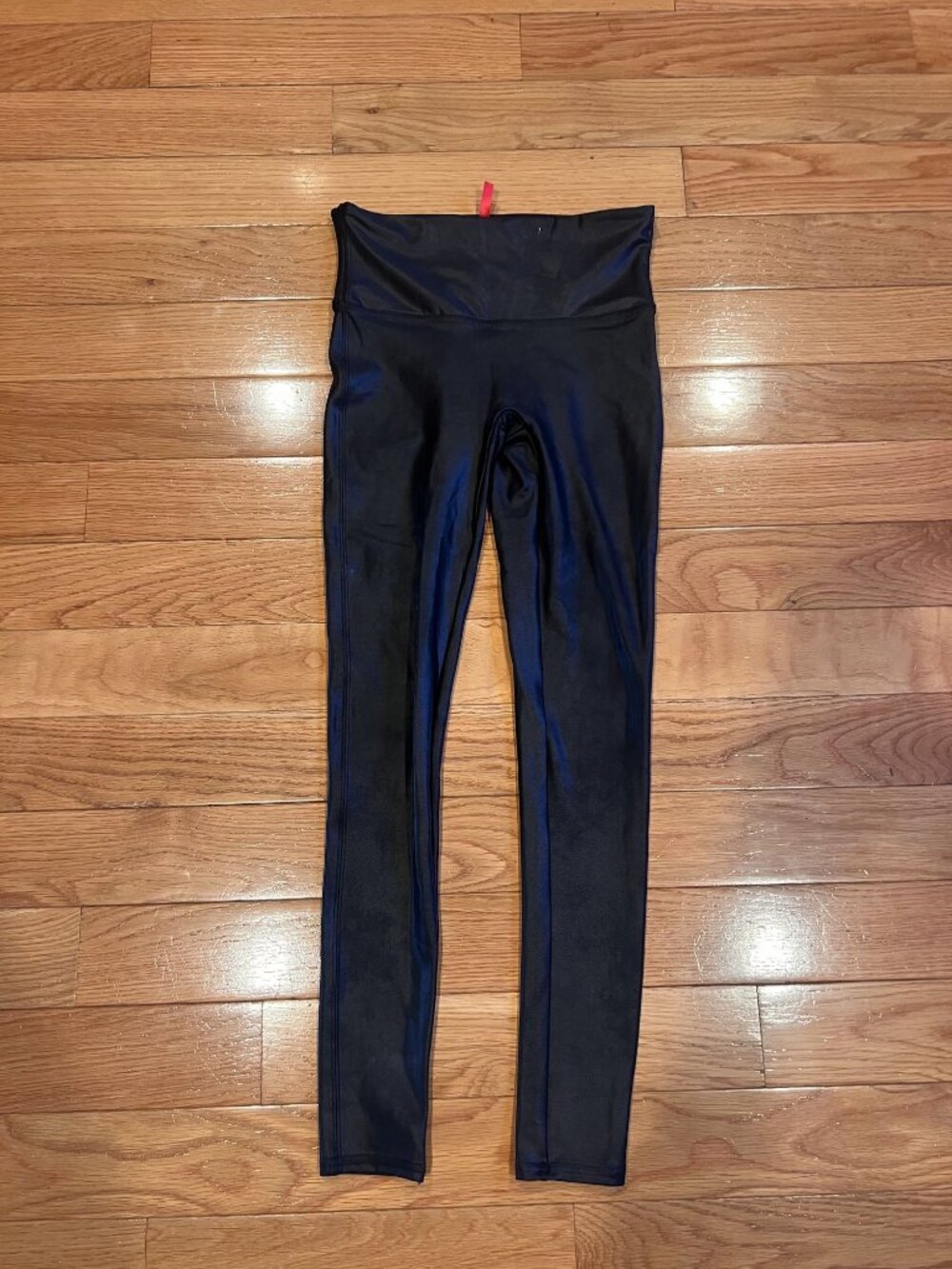 SPANX Black Faux Leather High Waisted Leggings Size Medium